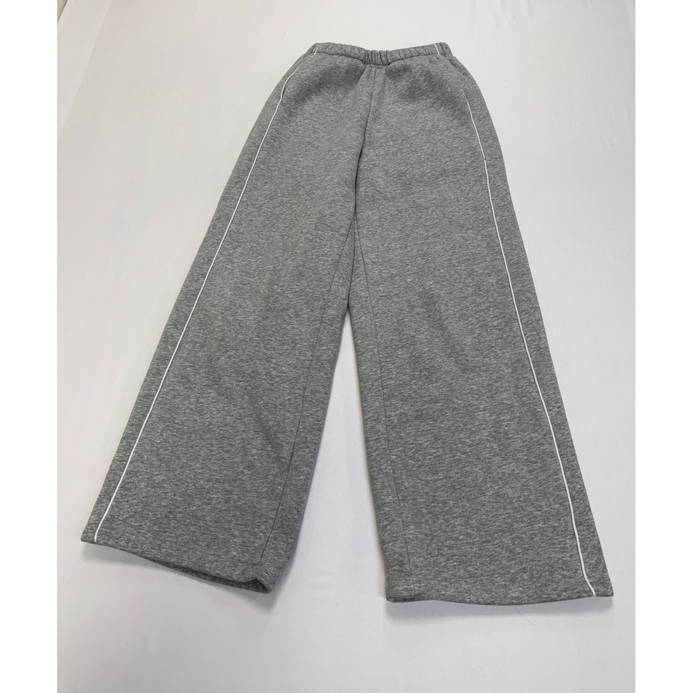 Edikted Grey Wide Leg Sweatpants White Piping Detail Women's XS Baggy Joggers
